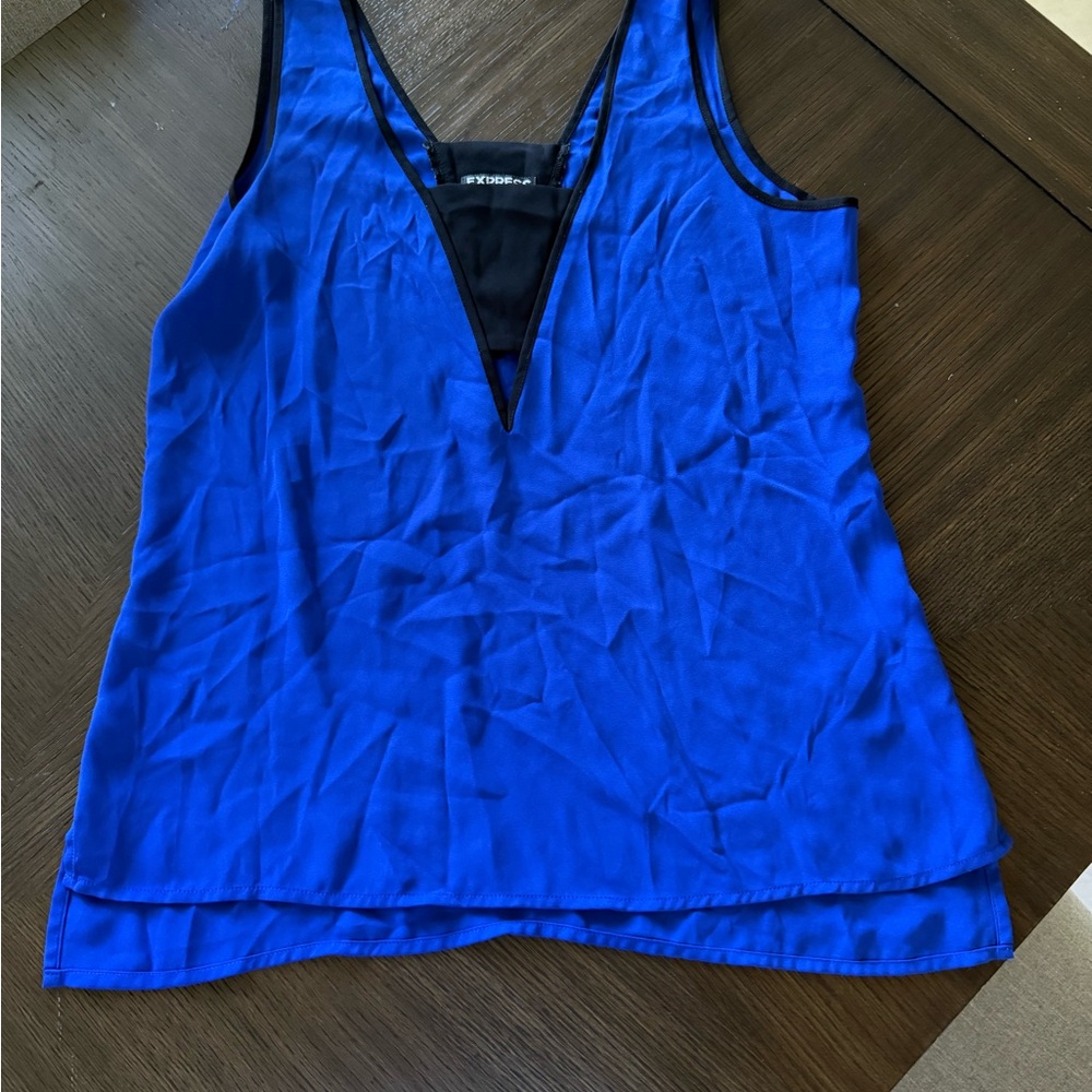 Express Blue V-Neck Camisole Blouse